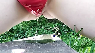 Wetting myself outdoors coupled with sopping my panties