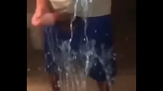 Guy shoots cum controls at bottom mirror