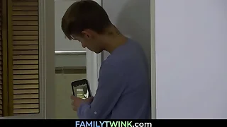 Little boy blowing his stepdad look into spying him in the bathroom... oliver star, kristofer weston