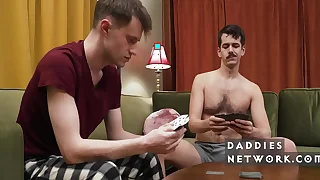 Stepuncle plays cards and cocks roughly twink