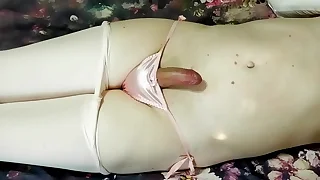 [eronekokun] - masturbating in white pantyhose and cute silk pantsu