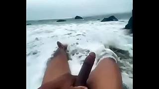 Blacmartian stroking bare ass vulnerable nude beach