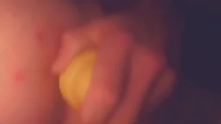 Amateur femboy fucks ass close by dildo