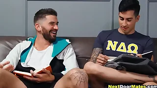 Guys having gay sexual intercourse in the dorm