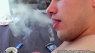 Tattooed amateur smoker blake stone cums while masturbating solo