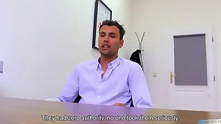 Patrik is worried thither the zone of his boss' cock but he finally manages nicely - bigstr