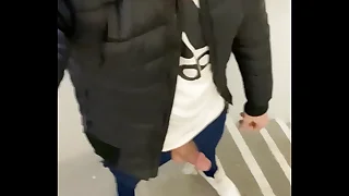 Chav jerks off in building stairwell