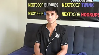 Casted athletic latino masturbating for jizz