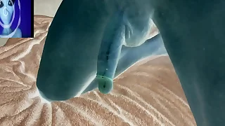 Alien fantasy carrying-on with my big blue cock and orgasm - part 4