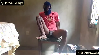 Hot nigerian suppliant with long dick masturbating and showing his bore in the dinning room