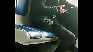 Suburban train public jerkoff