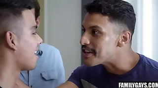 Latino gay young man fucked rough by dissimulation cousins