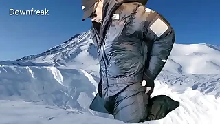 Humping my north face down suit and cumming superior to before the sericeous soft nylon